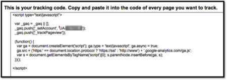 Ví dụ một tracking code cho website.
